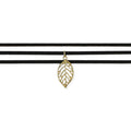 Black Suede 3 Line Gold Leaf Choker Necklace - #shop_name ZADBoutique Jewelry