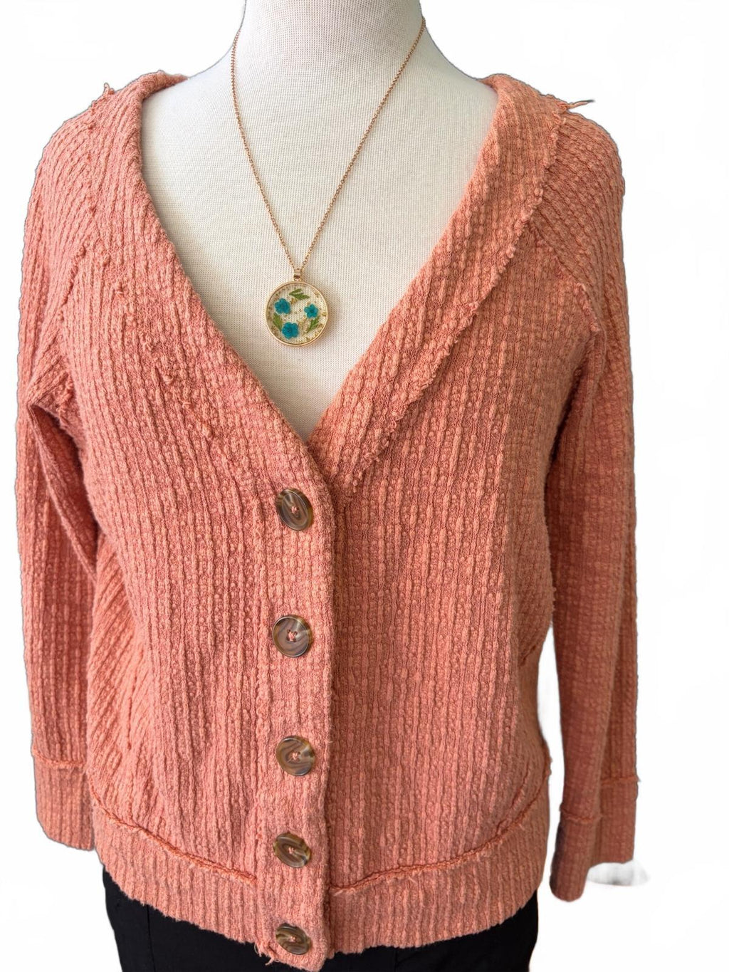 Two by Vince Camuto Women's Coral Textured Button-Up Shrug