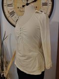 DKNY Jeans Women's Long Sleeve Cream Button Front Top Size L