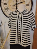 Express Women's Black & White Striped Short Sleeve Blouse XS
