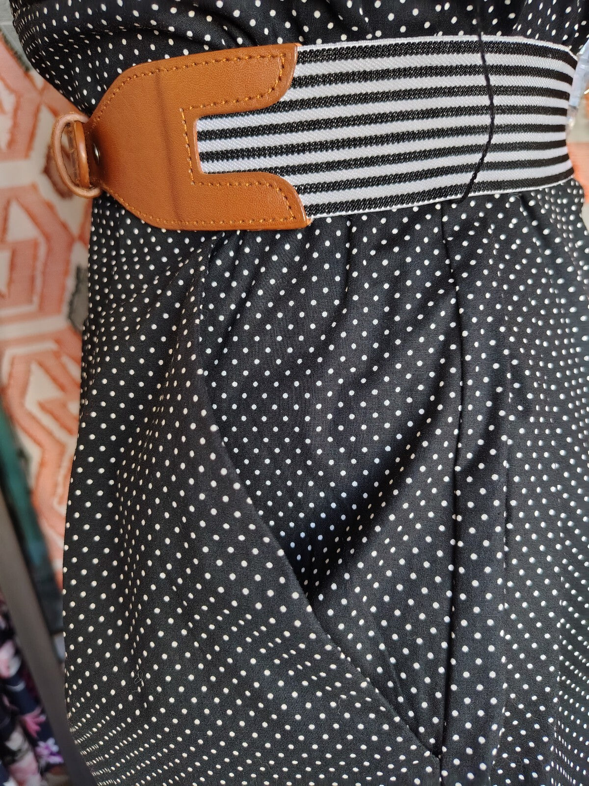 Corey P Black Polka Dot Sleeveless Dress with Belt Sz 14 NWT