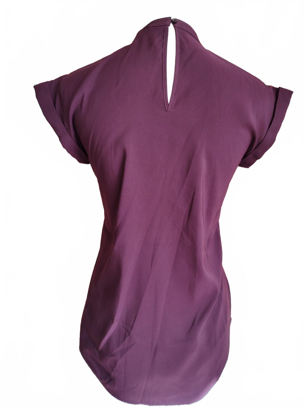 Express Women's Plum Purple Cap Sleeve Keyhole Blouse XS
