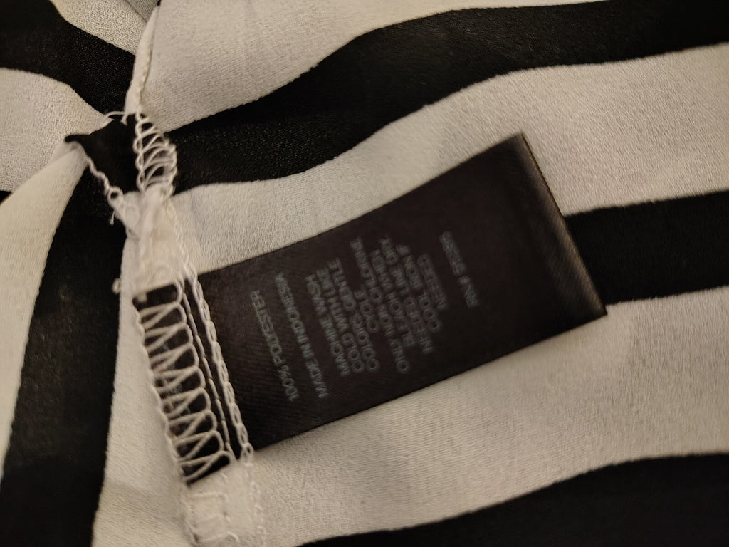 Express Women's Black & White Striped Short Sleeve Blouse XS