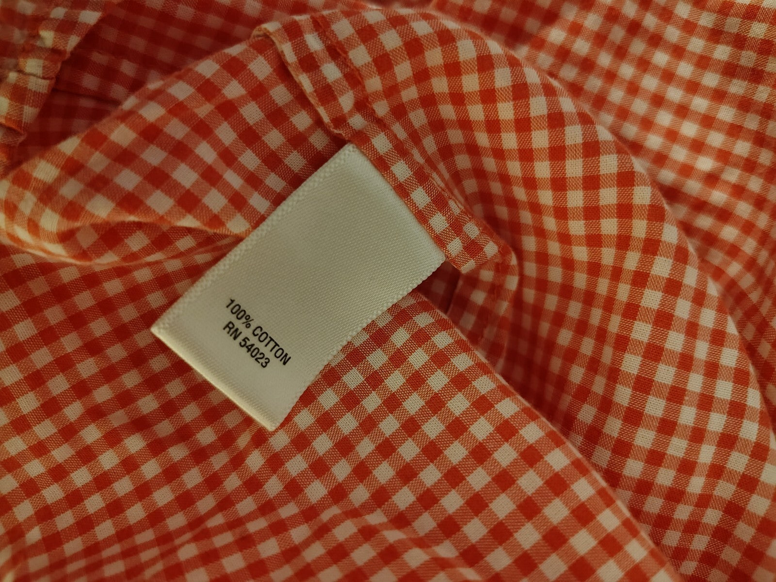 Banana Republic Soft Wash Shirt Small Orange and White Check