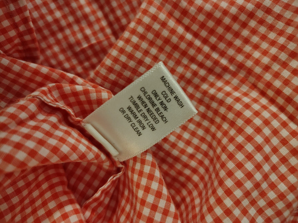Banana Republic Soft Wash Shirt Small Orange and White Check