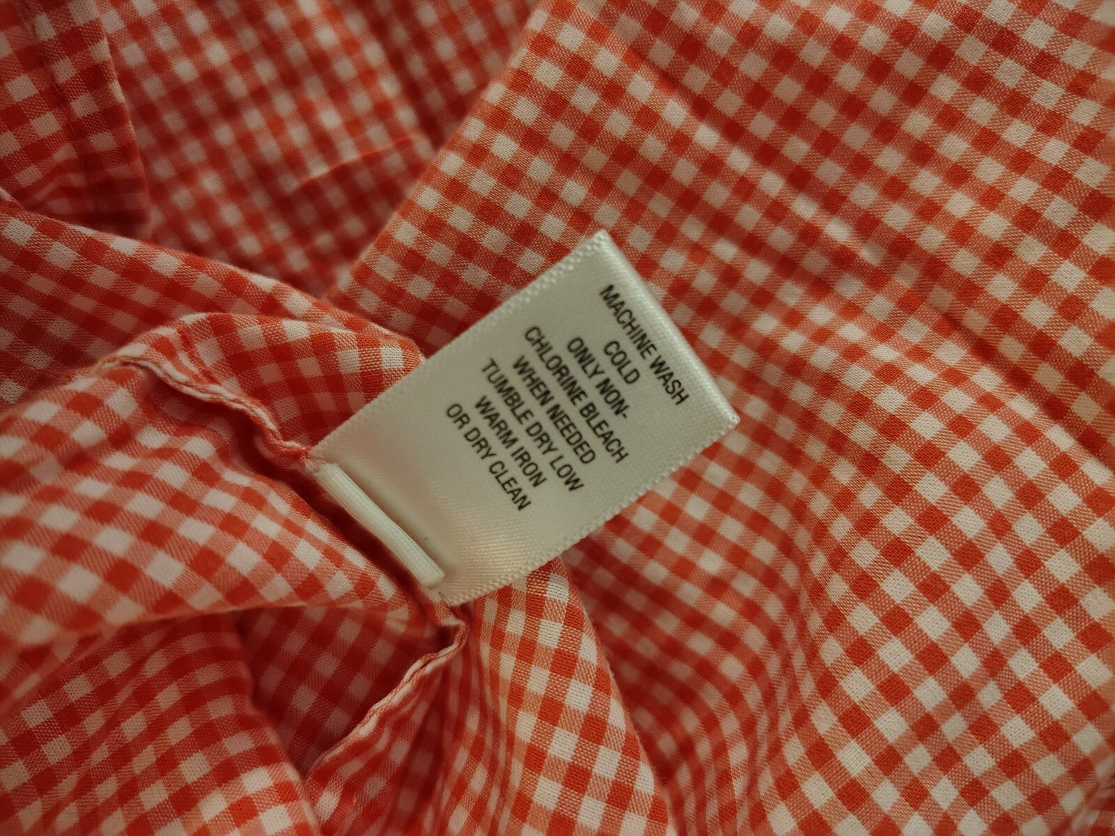 Banana Republic Soft Wash Shirt Small Orange and White Check