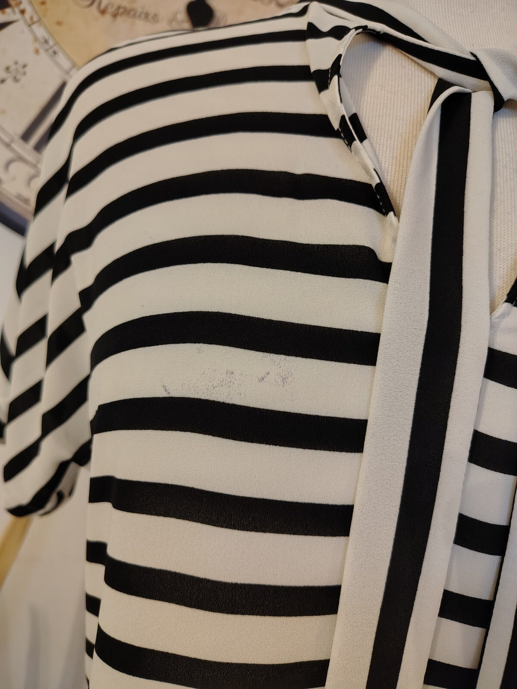 Express Women's Black & White Striped Short Sleeve Blouse XS