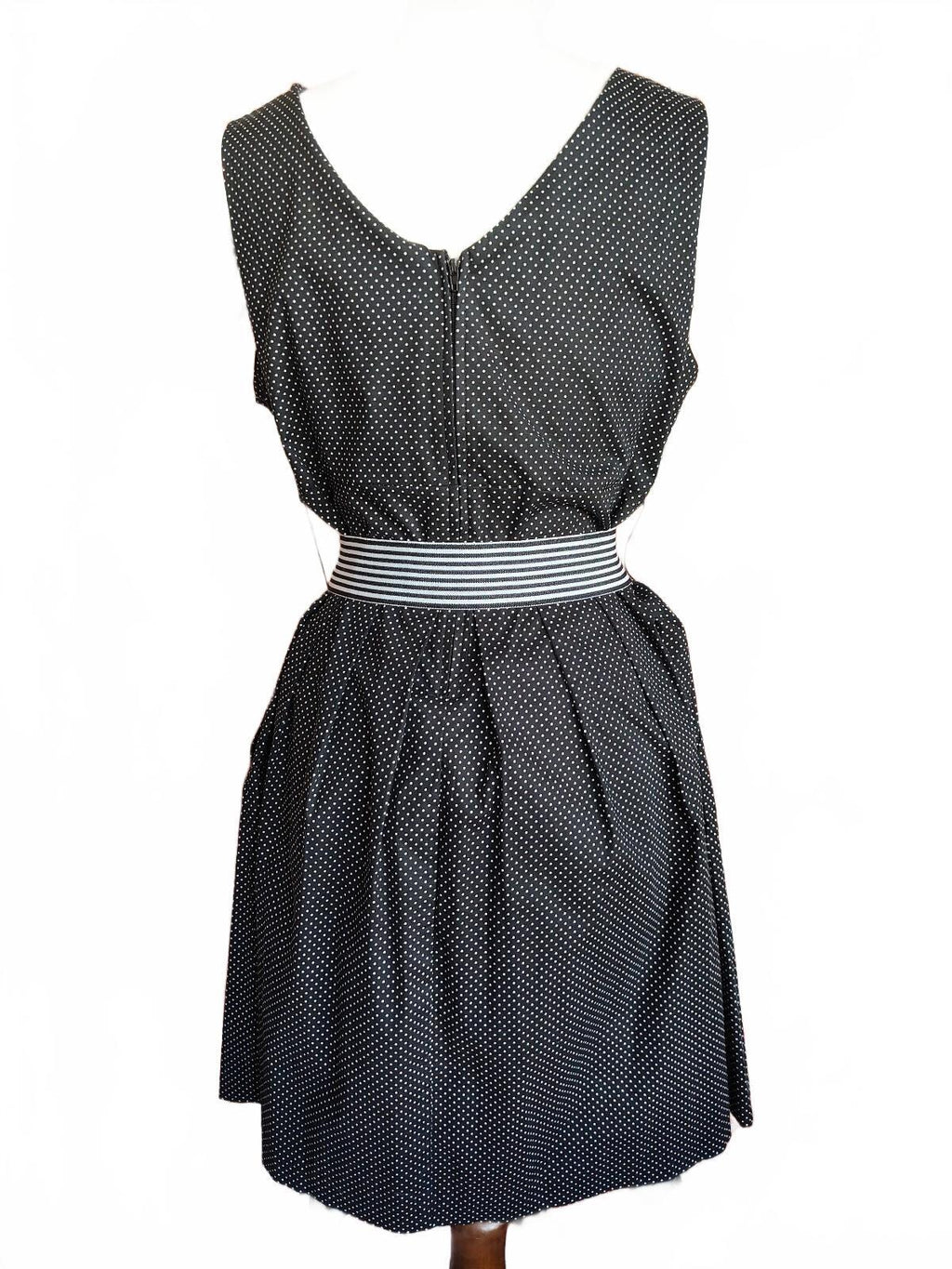 Corey P Black Polka Dot Sleeveless Dress with Belt Sz 14 NWT