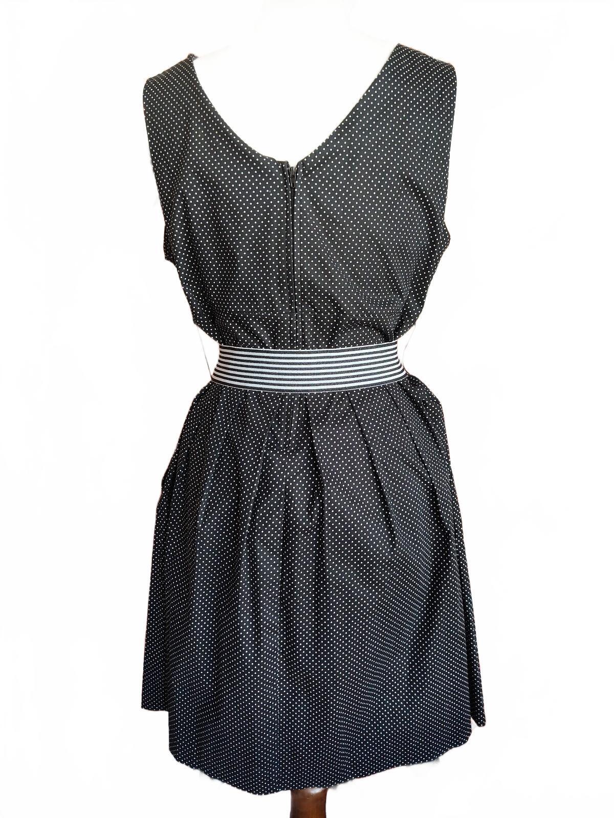Corey P Black Polka Dot Sleeveless Dress with Belt Sz 14 NWT