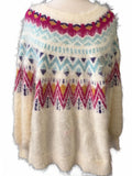 Time & Ttru Women's XXL Fluffy Patterned Shrug Sweater