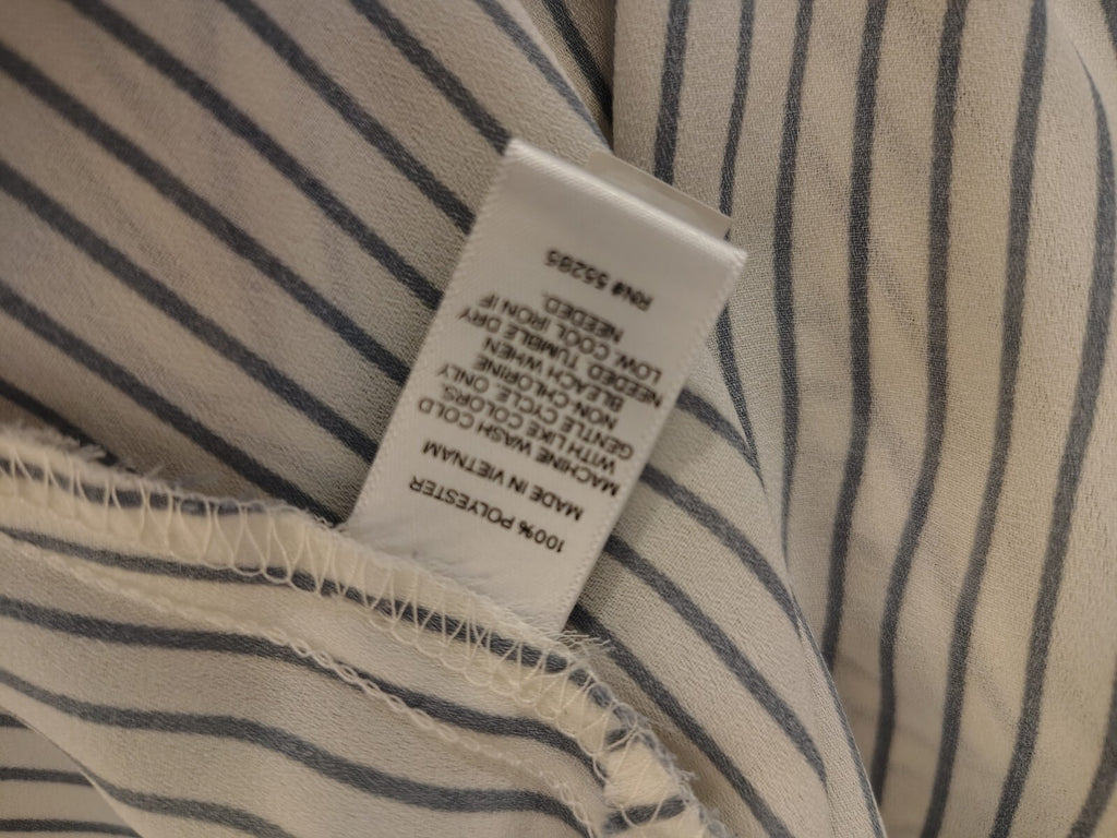 Express Women's White and Gray Striped Long Sleeve Blouse Sm