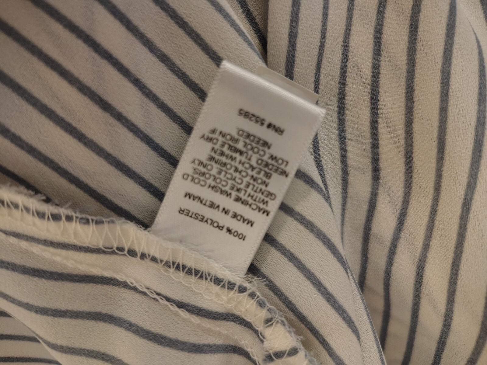 Express Women's White and Gray Striped Long Sleeve Blouse Sm