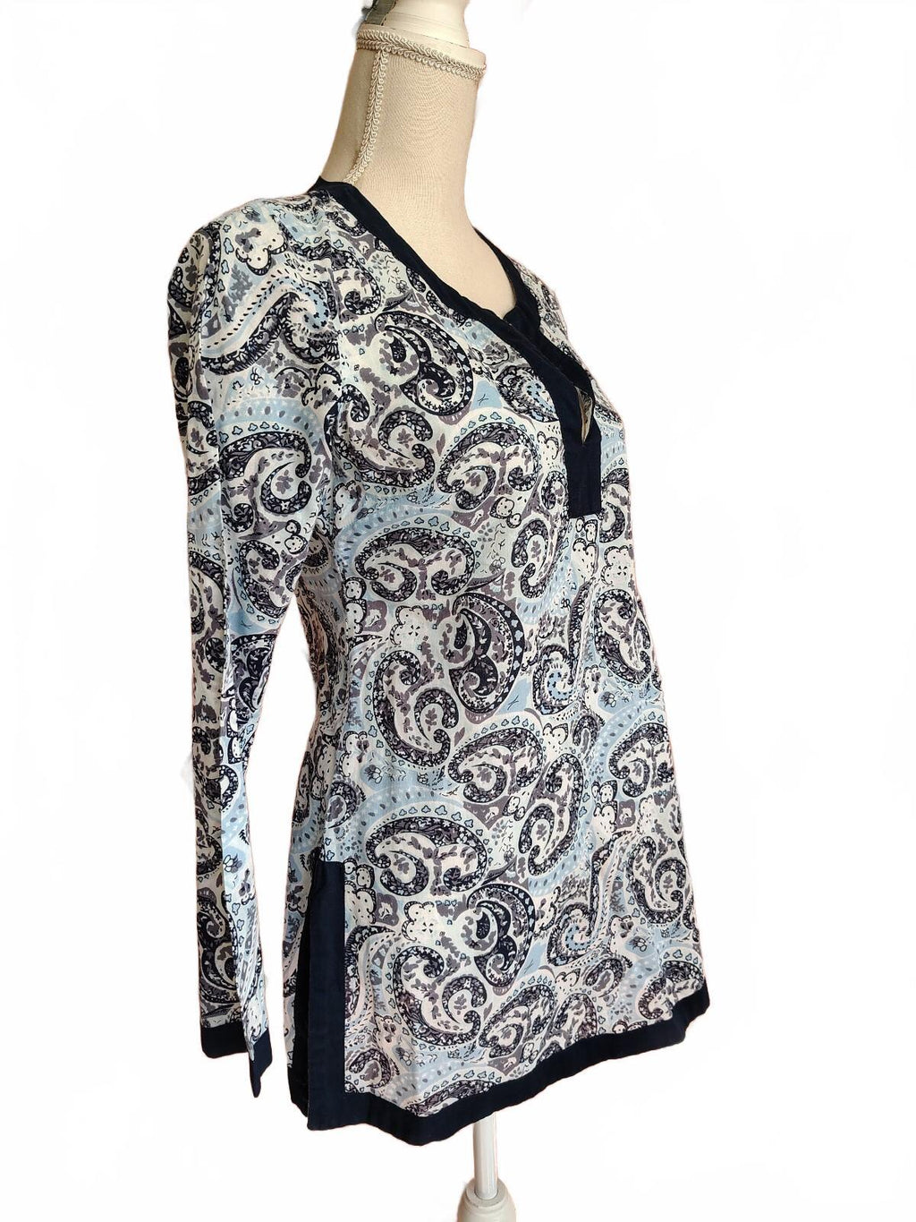 Lucky Brand Women's XS Cotton Paisley Print Tunic Top Y2K