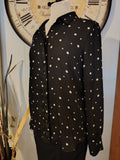 H&M Black and White Polka Dot Long Sleeve Button-Up Shirt, 6
