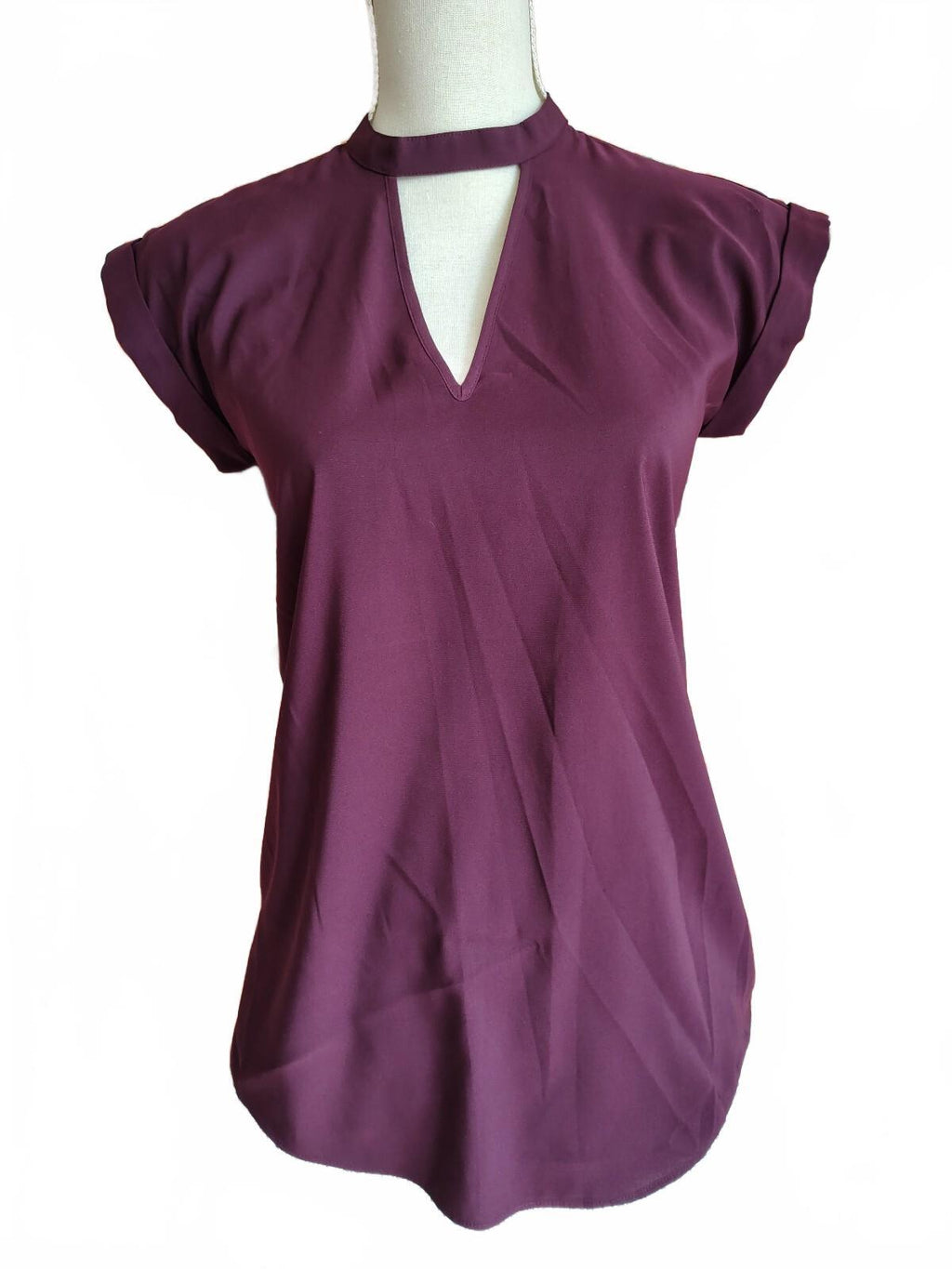 Express Women's Plum Purple Cap Sleeve Keyhole Blouse XS