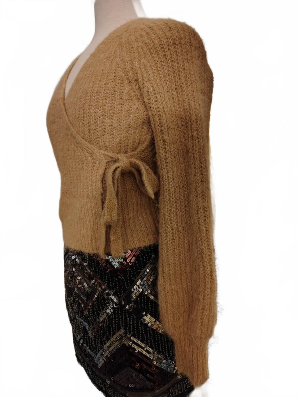 Express Women's XS Tan Mohair Blend Wrap Sweater