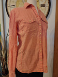 Banana Republic Soft Wash Shirt Small Orange and White Check
