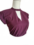 Express Women's Plum Purple Cap Sleeve Keyhole Blouse XS