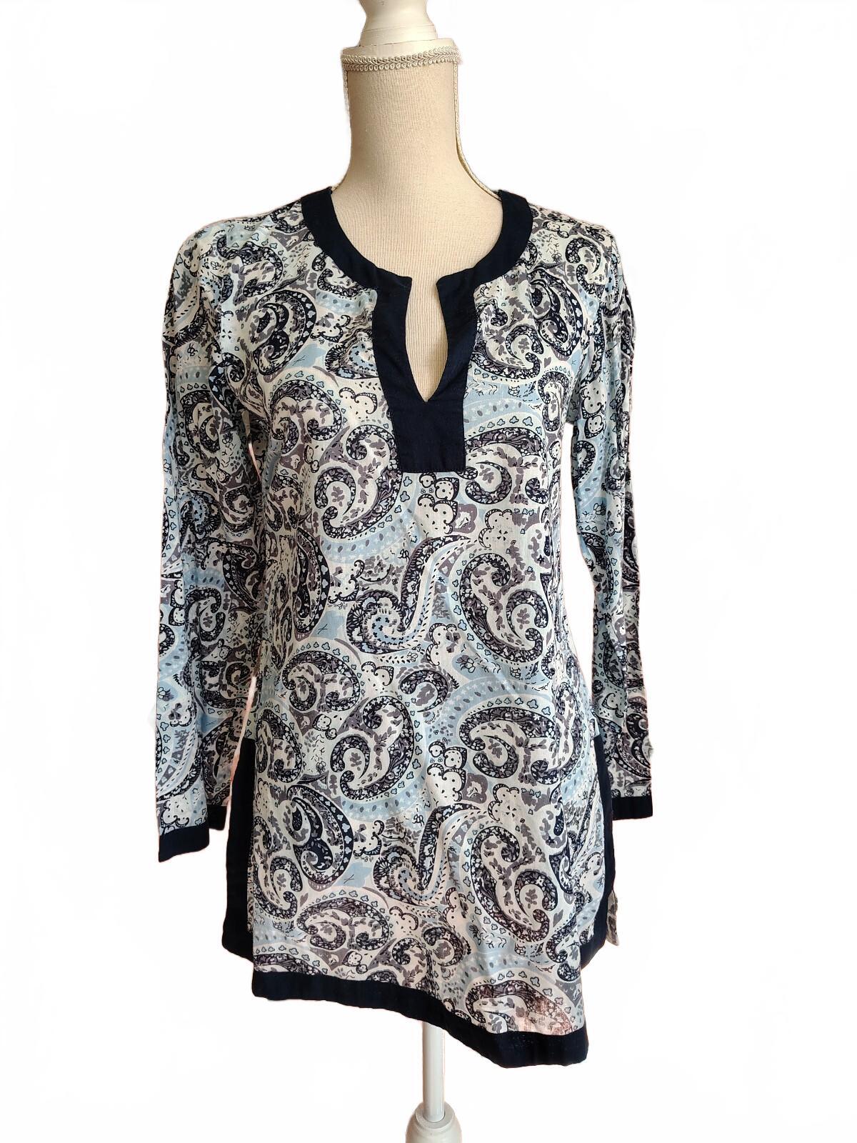 Lucky Brand Women's XS Cotton Paisley Print Tunic Top Y2K