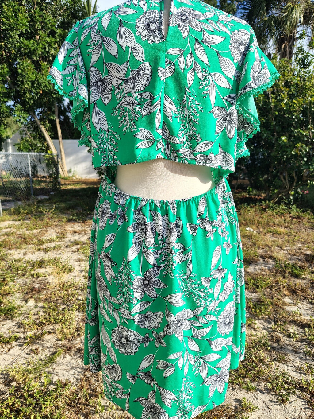 A New Day Women's Green & White Floral Dress Size Large