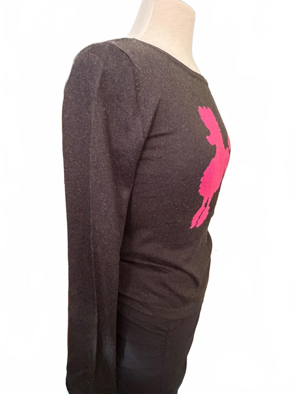 Fetching Women's Black Light Silk Sweater with Poodle Small
