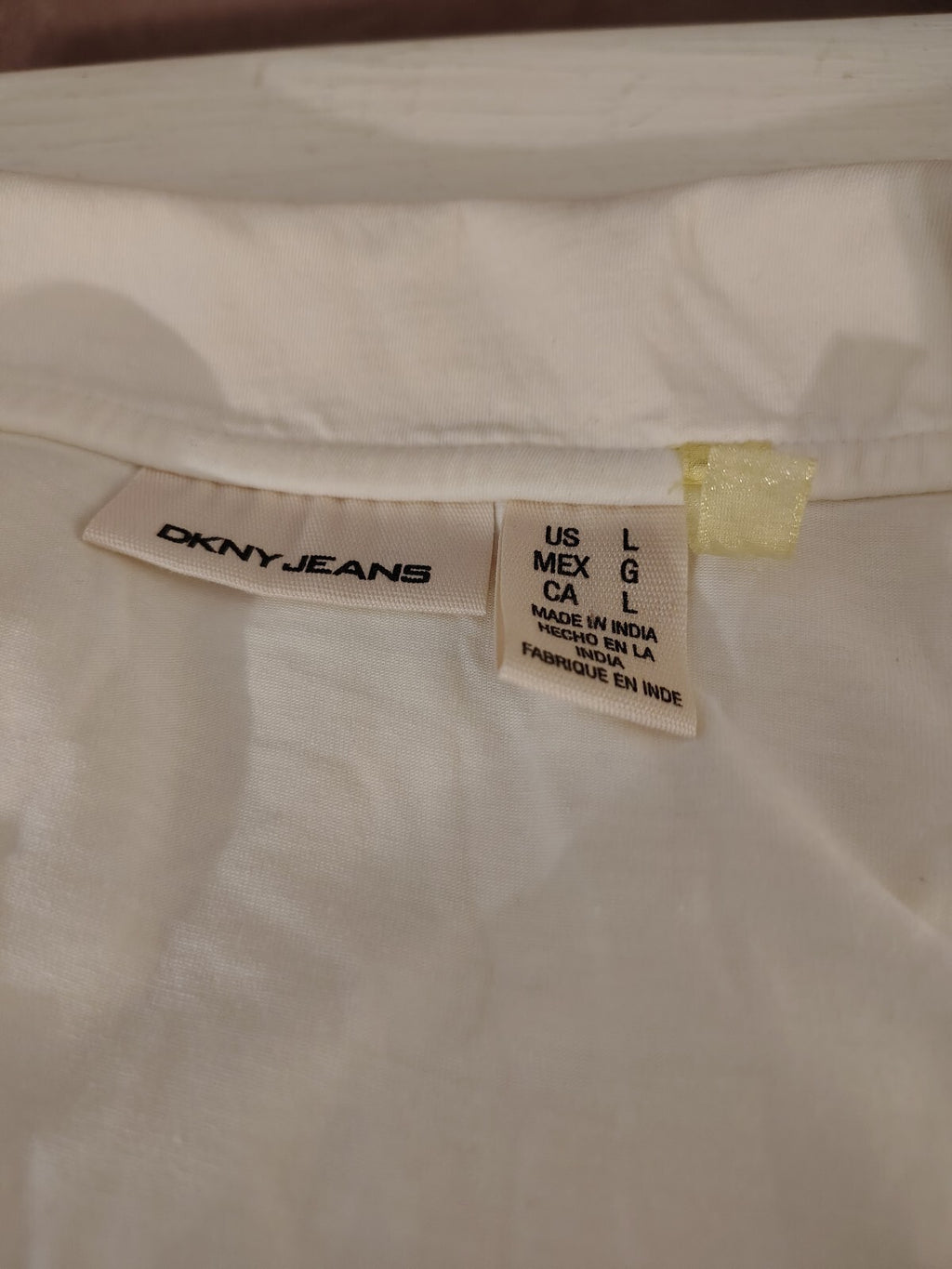 DKNY Jeans Women's Long Sleeve Cream Button Front Top Size L