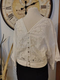 Lovestitch White Embroidered Button-Up Blouse medium