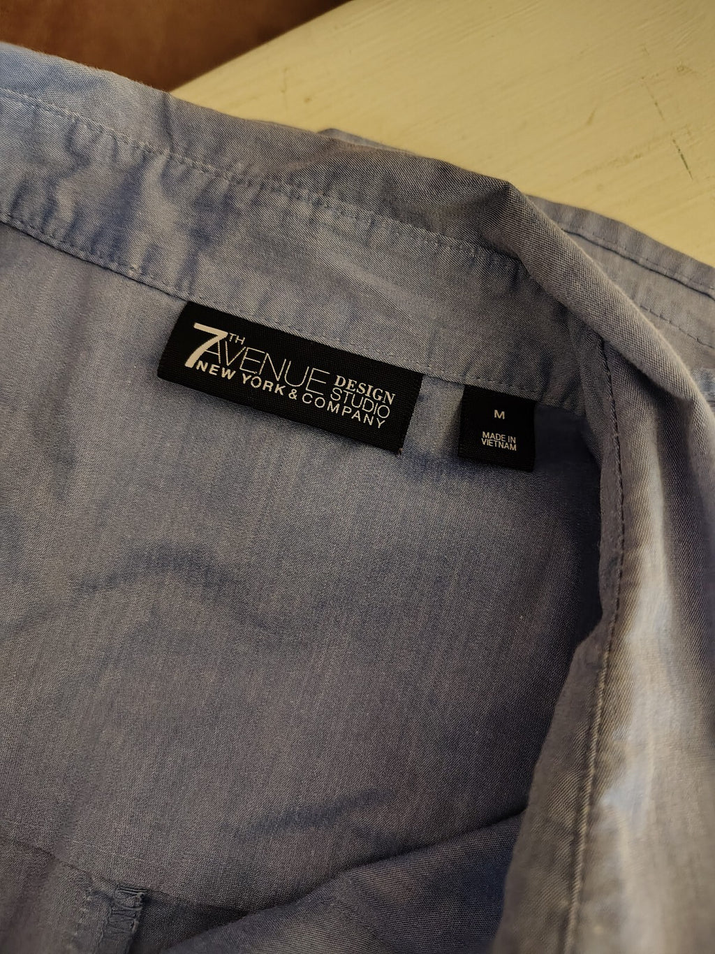 New York & Company Women's Medium Light Blue Button-Up