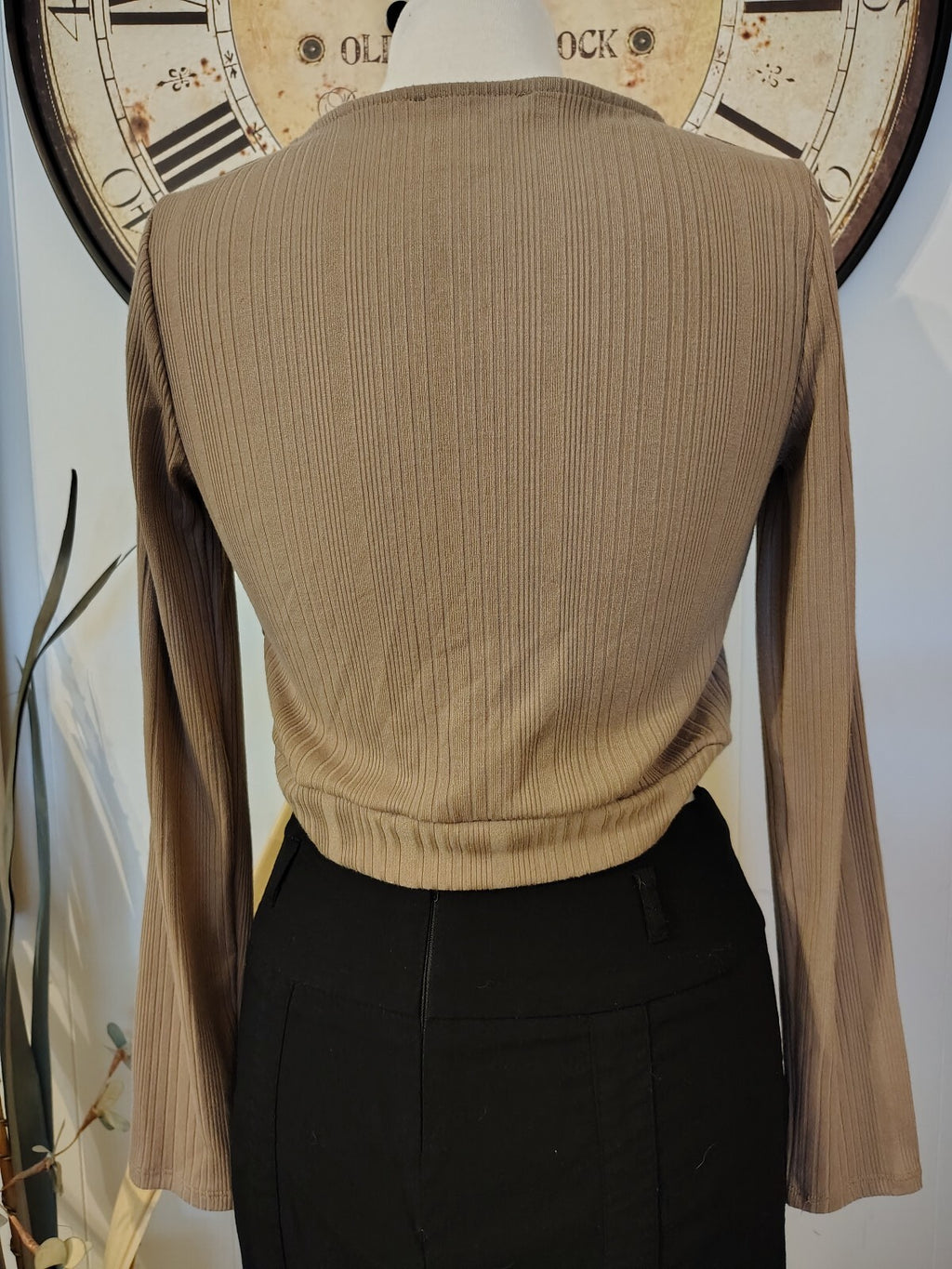 Forever 21 Women's Ribbed Wrap Tie Long Sleeve CropTop Large