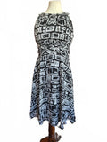 Black and White Geometric Print Sleeveless Midi Dress 10
