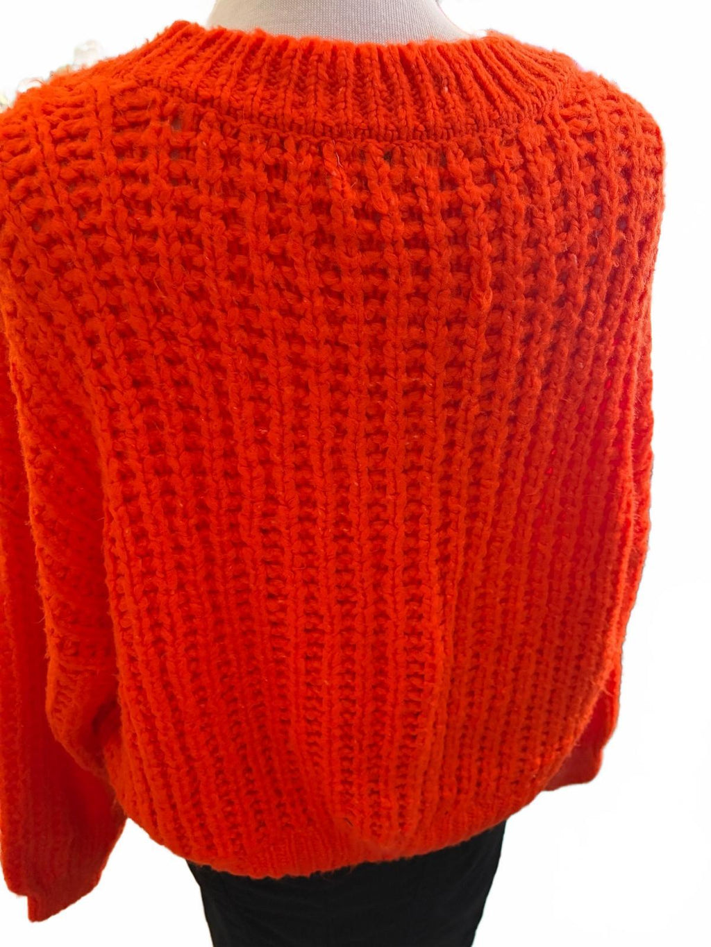 Only Our Story Women's Bright Orange Chunky Knit Sweater Med