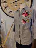 Melissa Paige Women's Black & White Striped Button Shirt PM