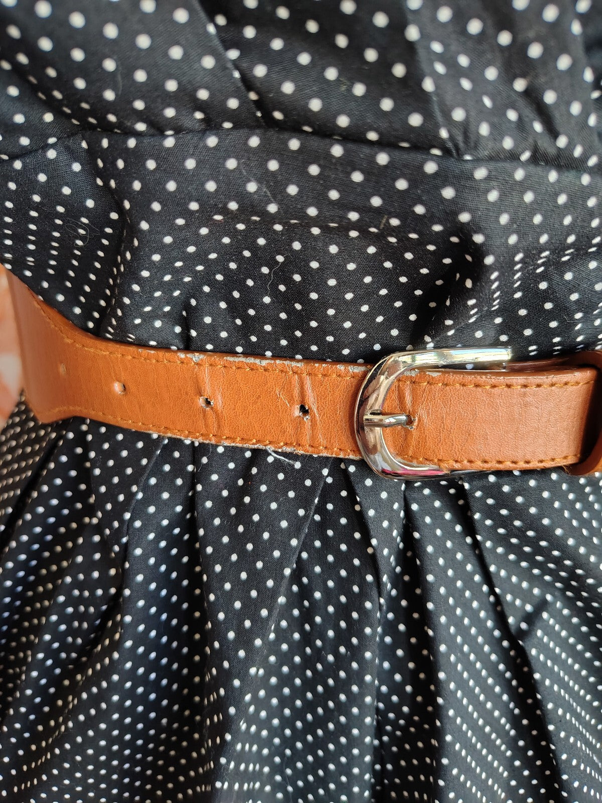 Corey P Black Polka Dot Sleeveless Dress with Belt Sz 14 NWT