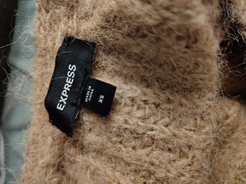 Express Women's XS Tan Mohair Blend Wrap Sweater