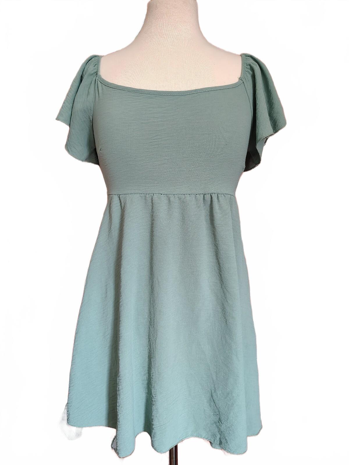 Sage Green Open Back Babydoll Dress M