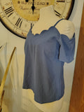 Monteau size Medium Blue Cold Shoulder Top