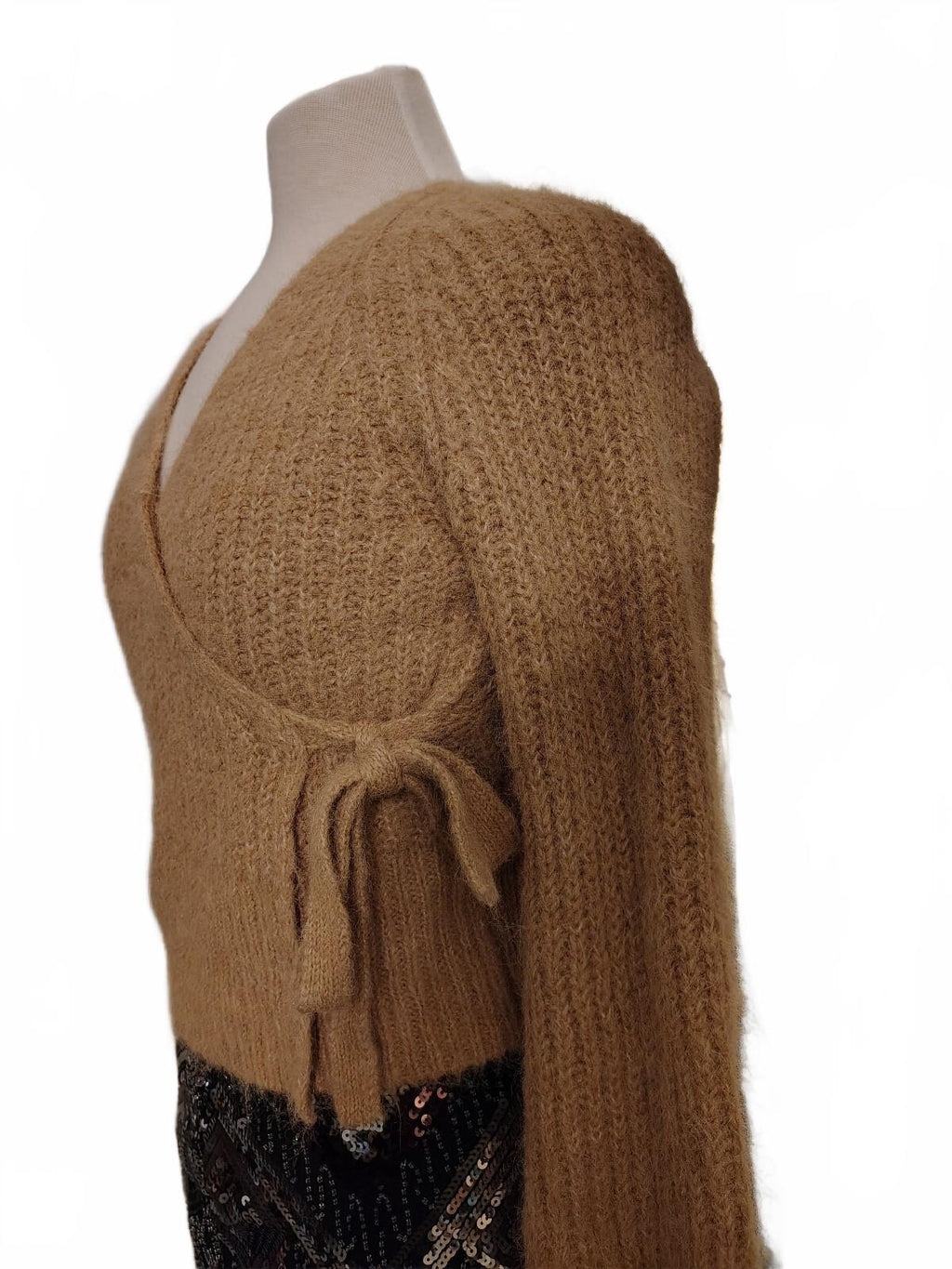 Express Women's XS Tan Mohair Blend Wrap Sweater