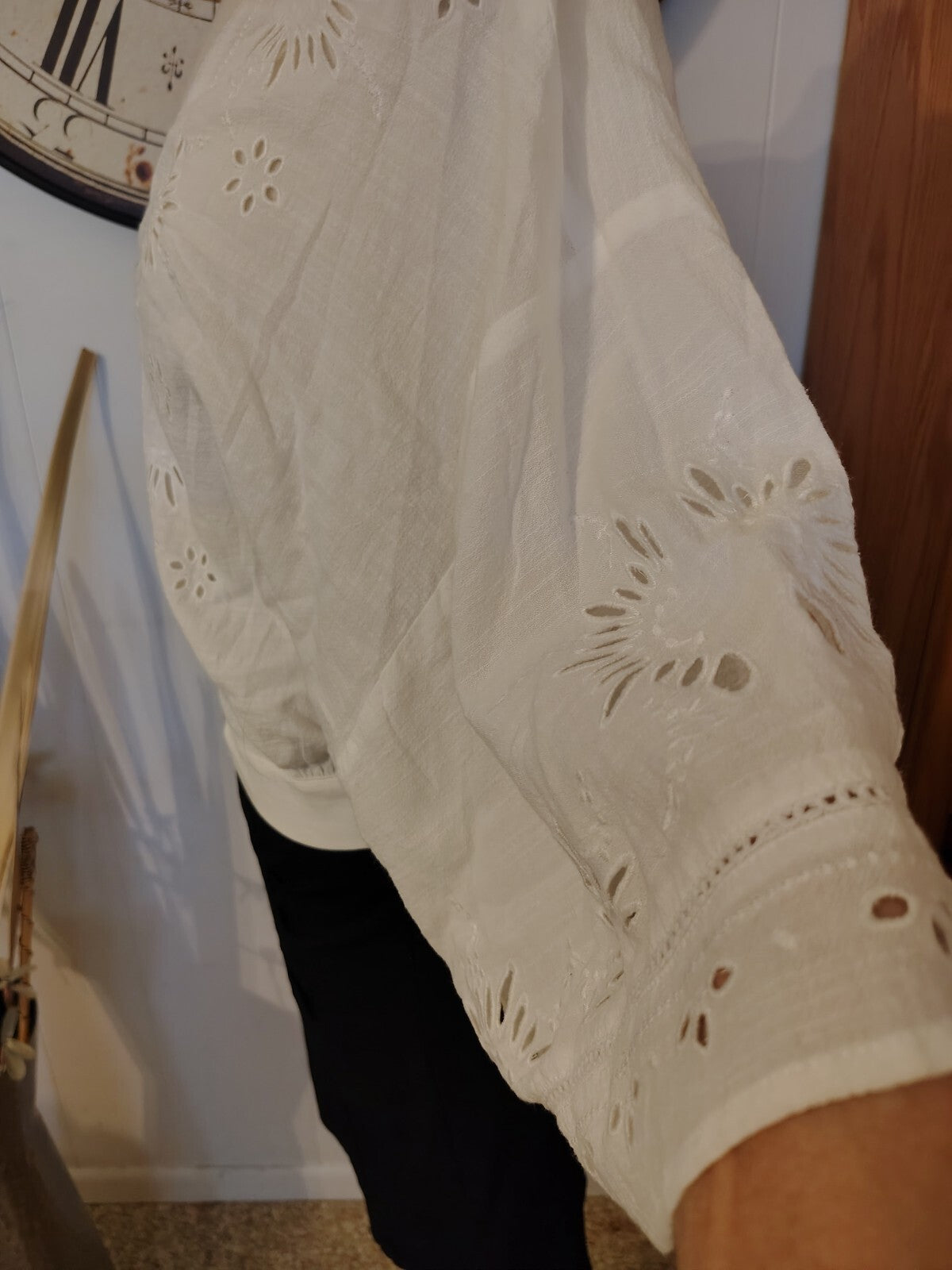 Lovestitch White Embroidered Button-Up Blouse medium