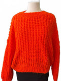 Only Our Story Women's Bright Orange Chunky Knit Sweater Med