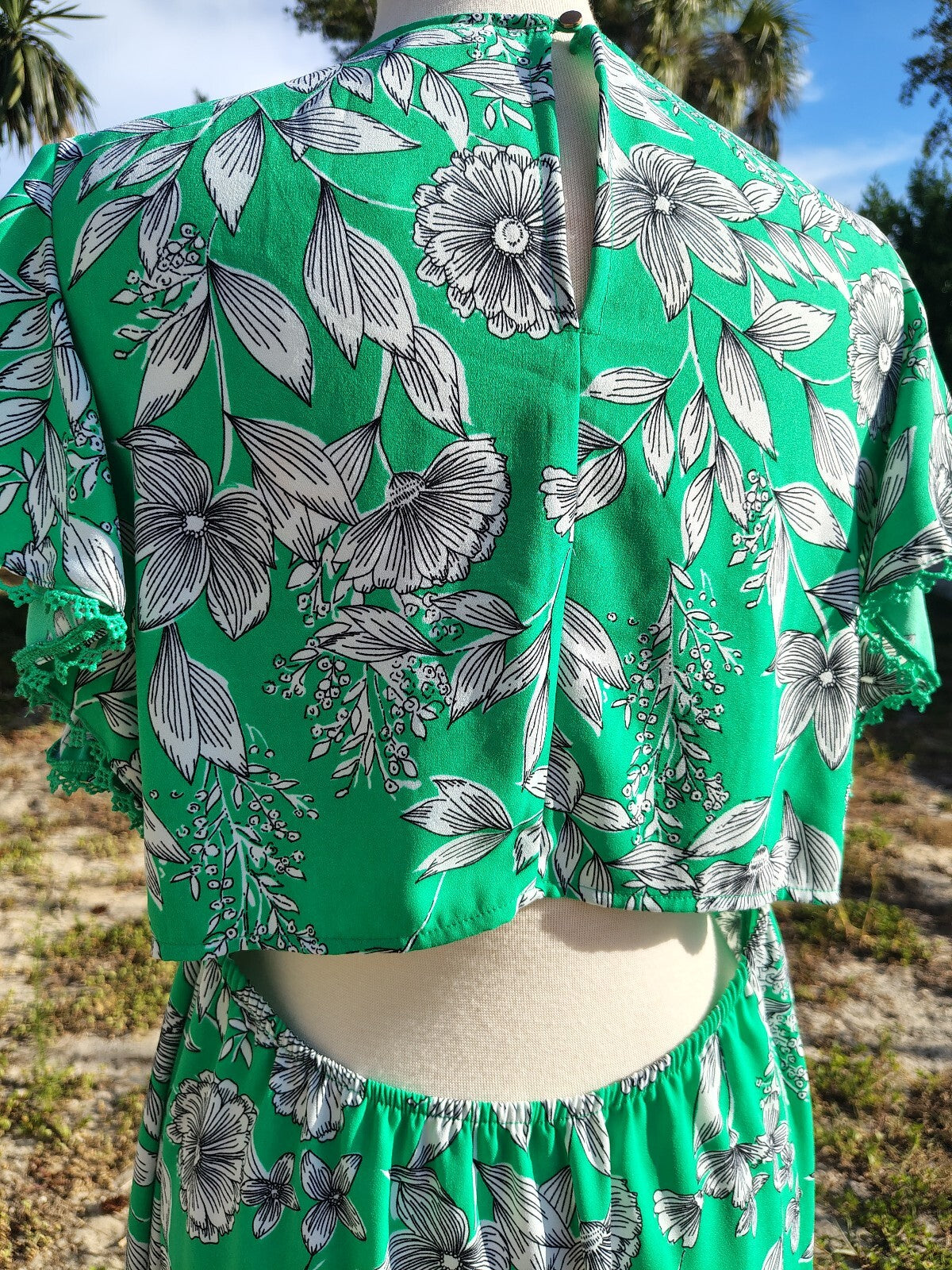 A New Day Women's Green & White Floral Dress Size Large