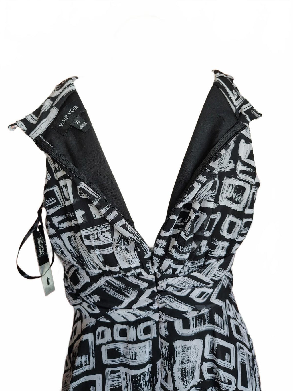 Black and White Geometric Print Sleeveless Midi Dress 10