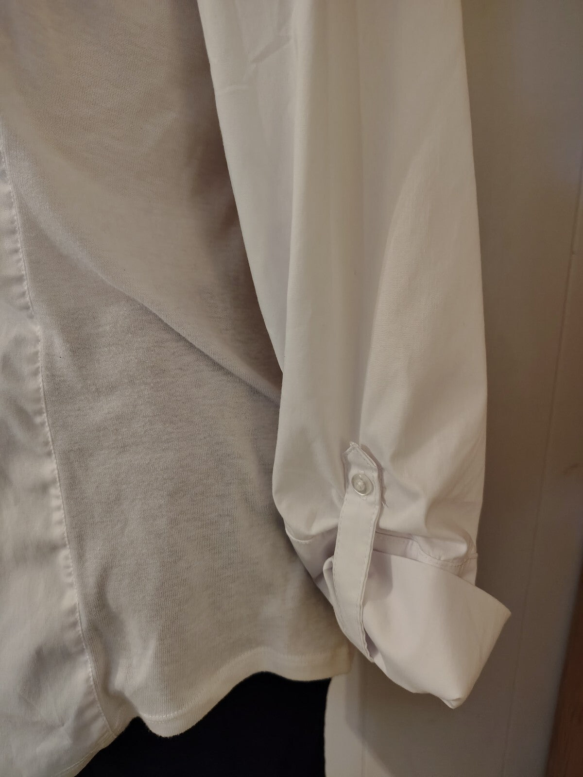 Women's White Long Sleeve Button-Up Shirt with Chest Pockets
