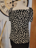 Ann Taylor Women's Black & White Polka Dot Puff Sleeve Small