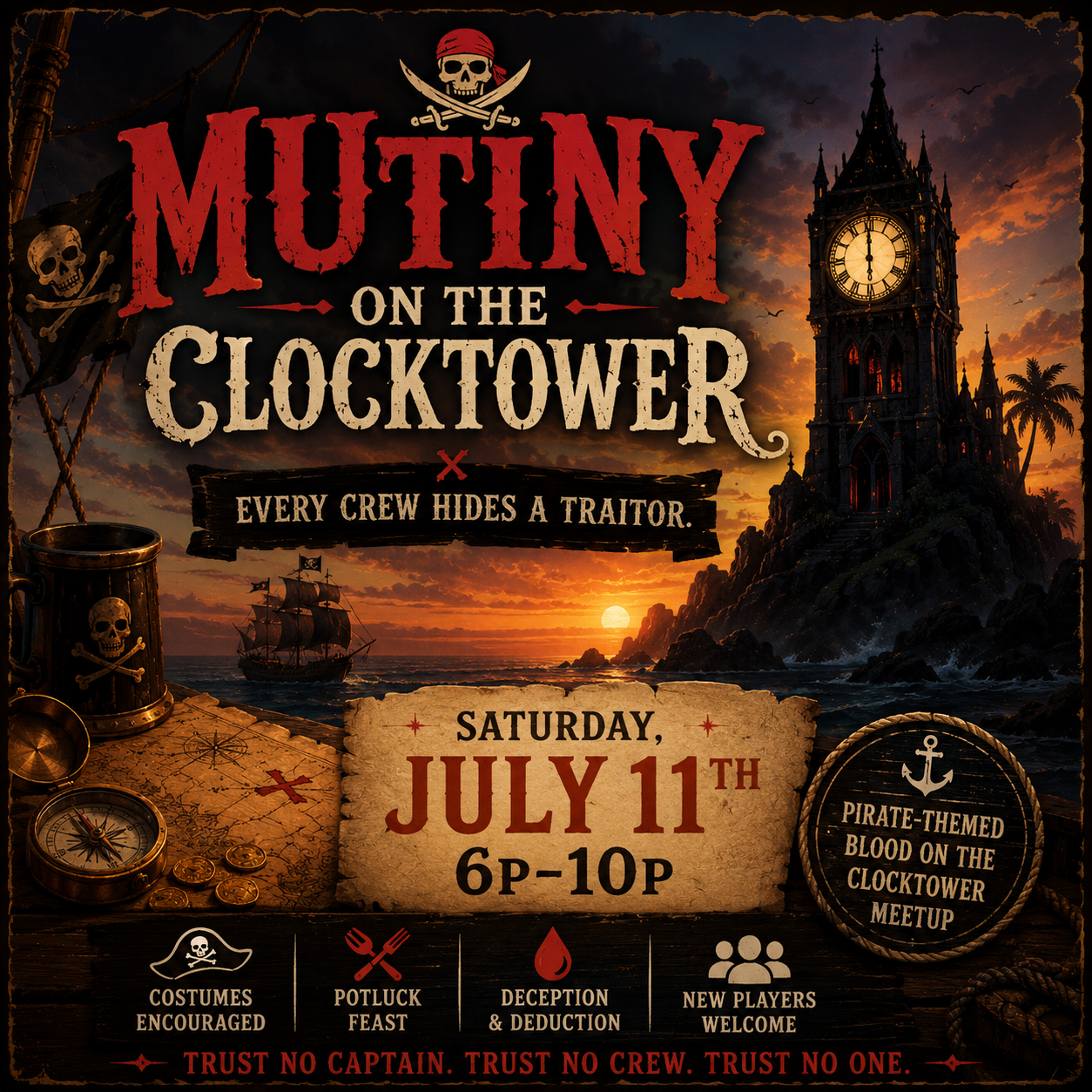 Blood on the Clocktower: Pirate-Themed at Conworlds Emporium {July 11th}