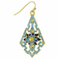 Blue Vintage Flower Gold Earrings - #shop_name ZADEarrings
