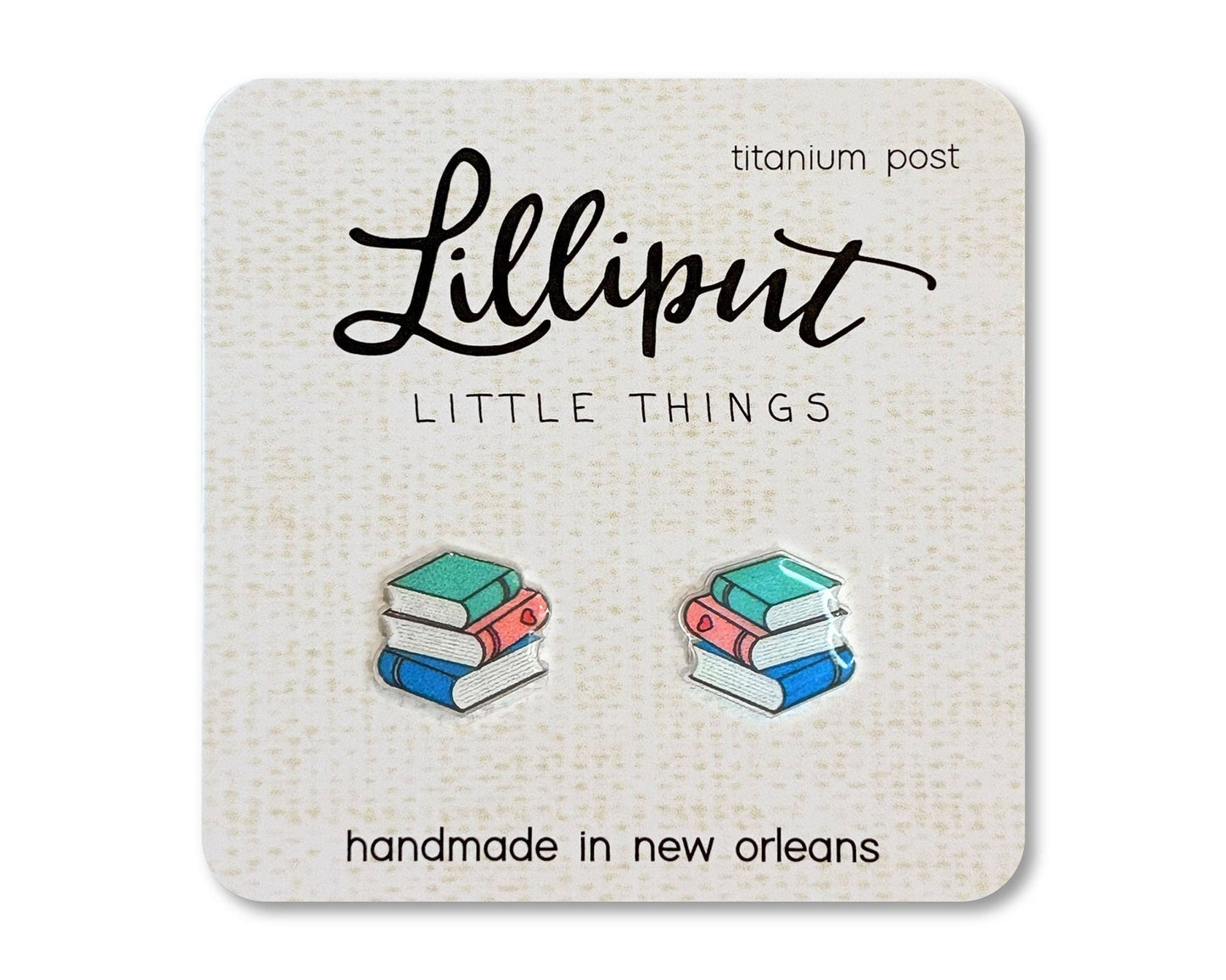 Book Stack Earrings - #shop_name Lilliput Little ThingsEarrings