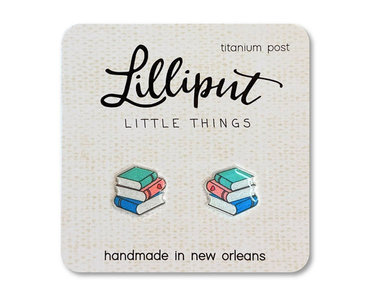 Book Stack Earrings - #shop_name Lilliput Little ThingsEarrings
