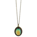 Burnished Gold Oval Mood Pendant Necklace - #shop_name ZADGifts