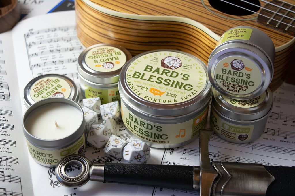 Game Master Dice - Bard's Blessing Gaming Candle