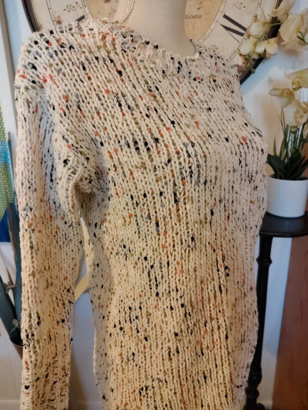 Moon & Madison Speckled Knit Sweater XS Cream Multicolor
